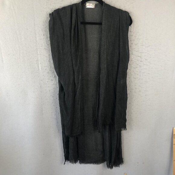 Free People Vest Womens Sleeveless Open Front Boho Forest Fairy Lagenlook Grunge - Picture 2 of 13